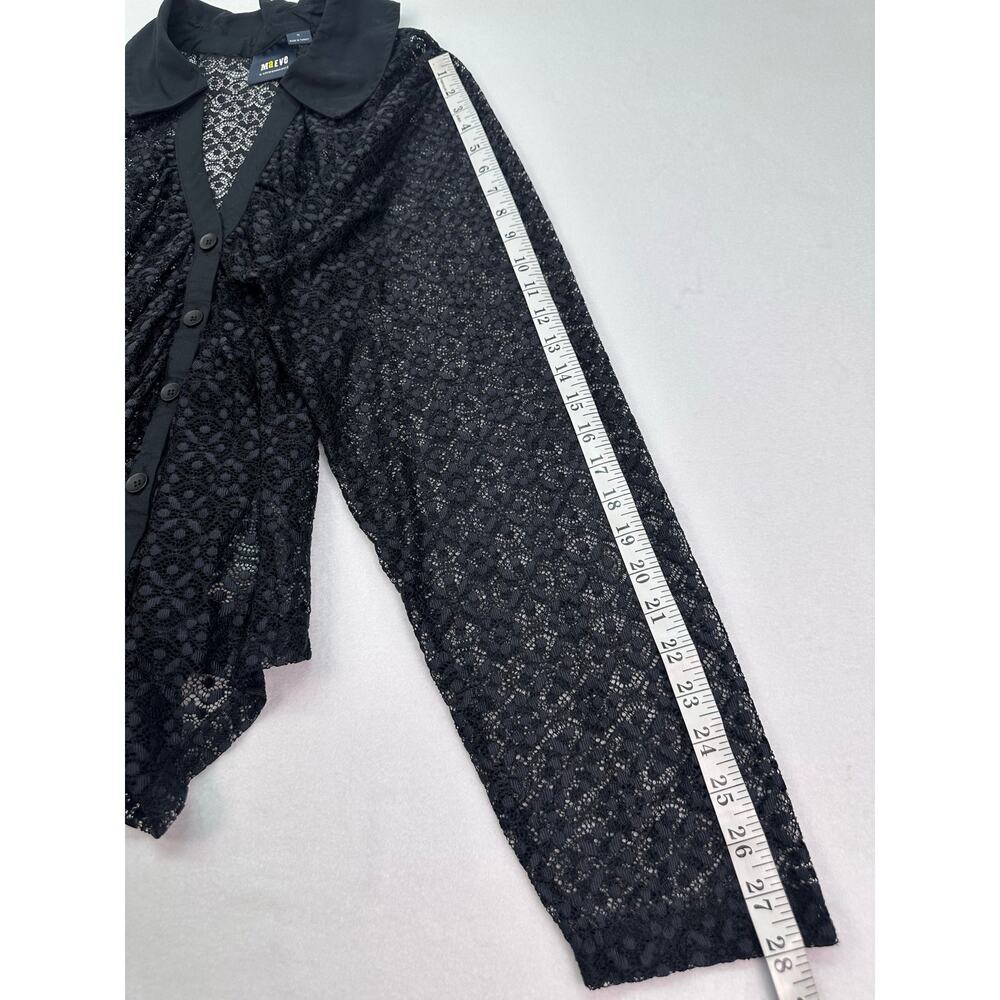 Maeve Anthropologie Blue Black Lace Button Down Blouse Size 3X Peter Pan Collar - Picture 9 of 10